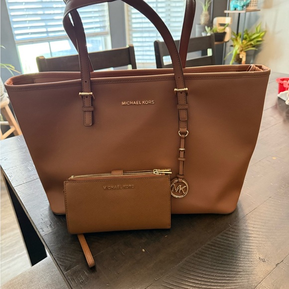 Michael Kors Handbags - Michael Kors Tan Tote and Wallet Set